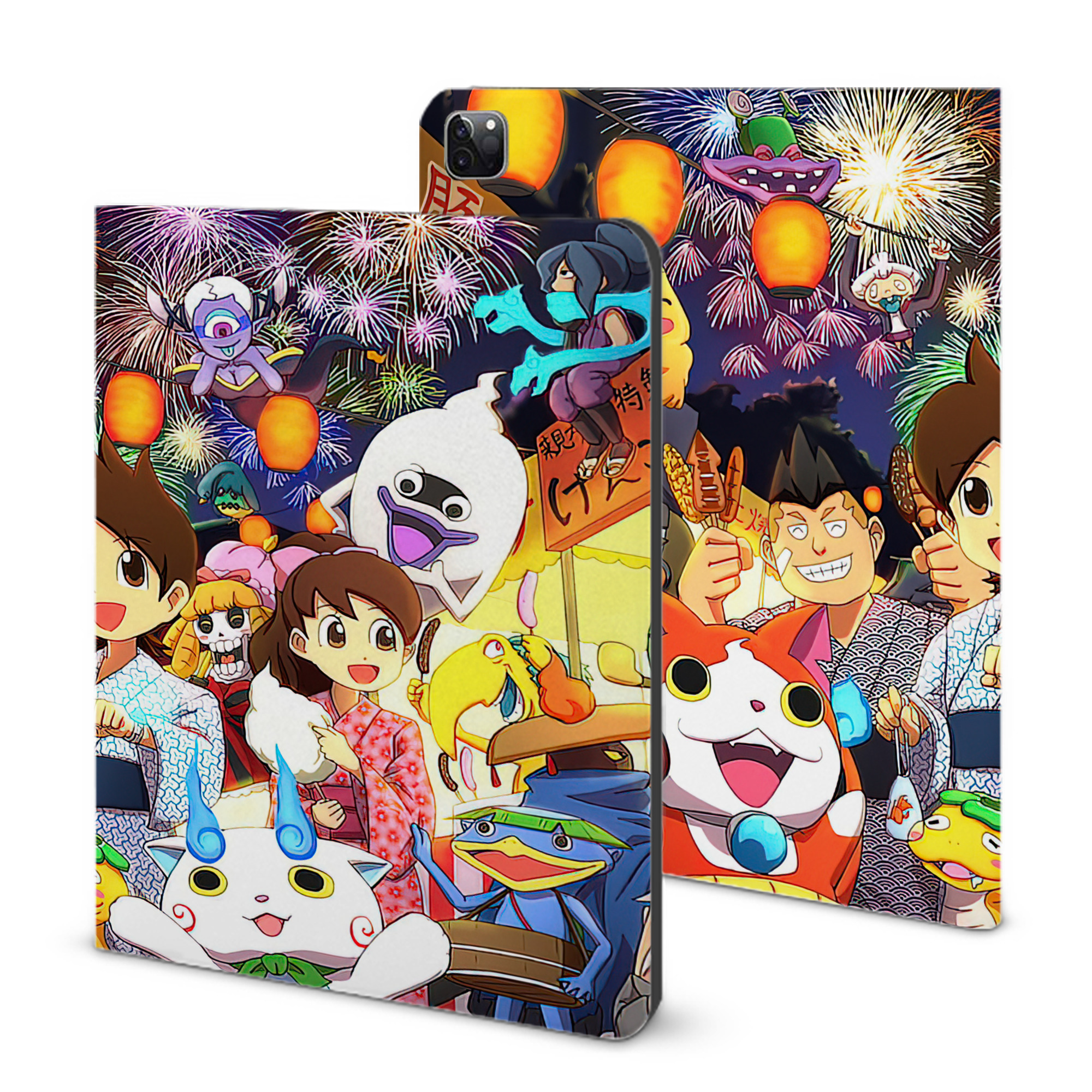 （画像用） 妖怪ウォッチ Yo-kai Watch IPad ケース ブック型 PUレザー TPU 耐衝撃 軽量 薄型 ペン収納なし 全面保護 IPad 各モデル対応